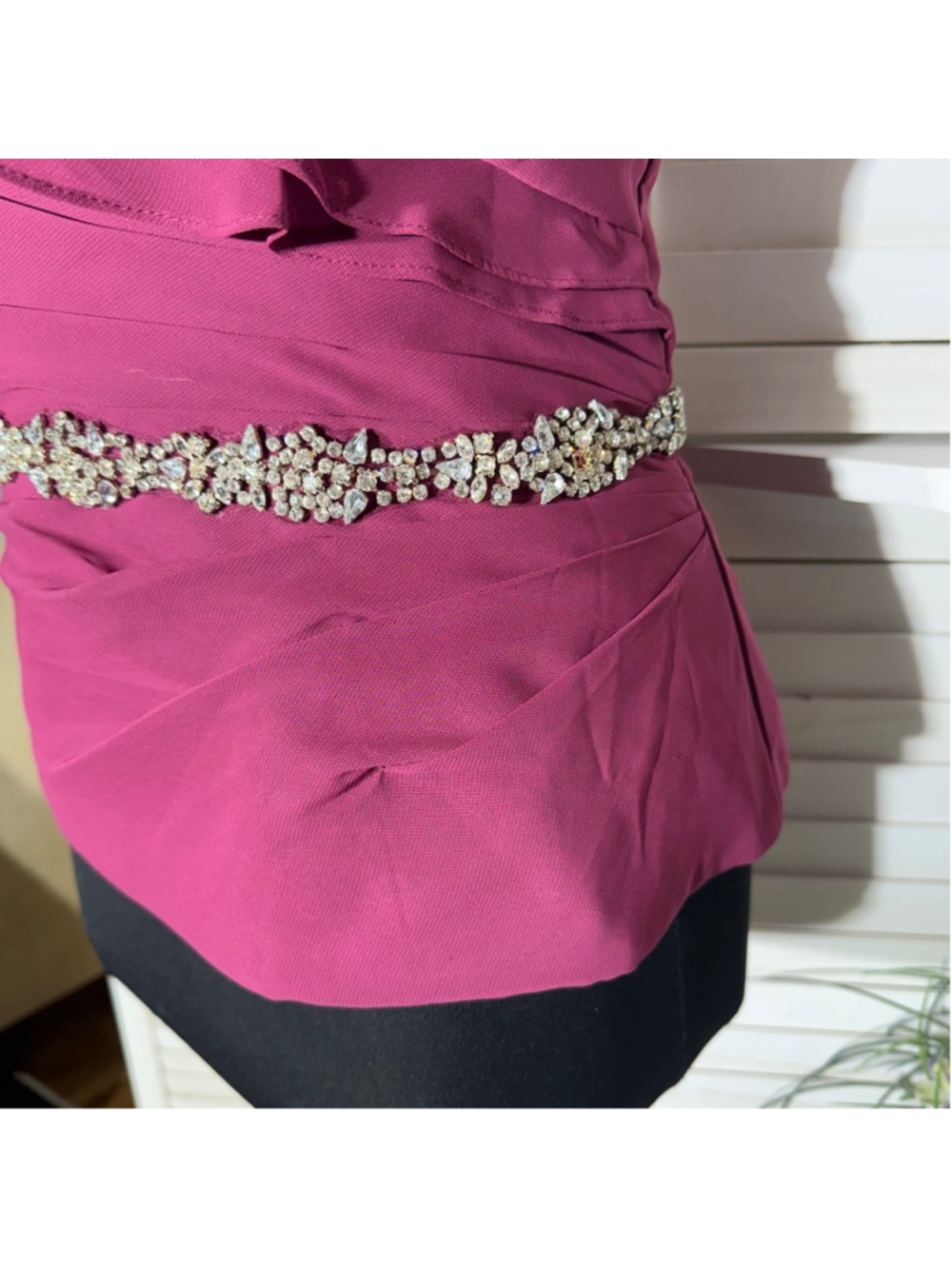 Vintage chiffon top ruffled V-neck beaded cocktail wedding guest Coquette - Picture 7 of 12